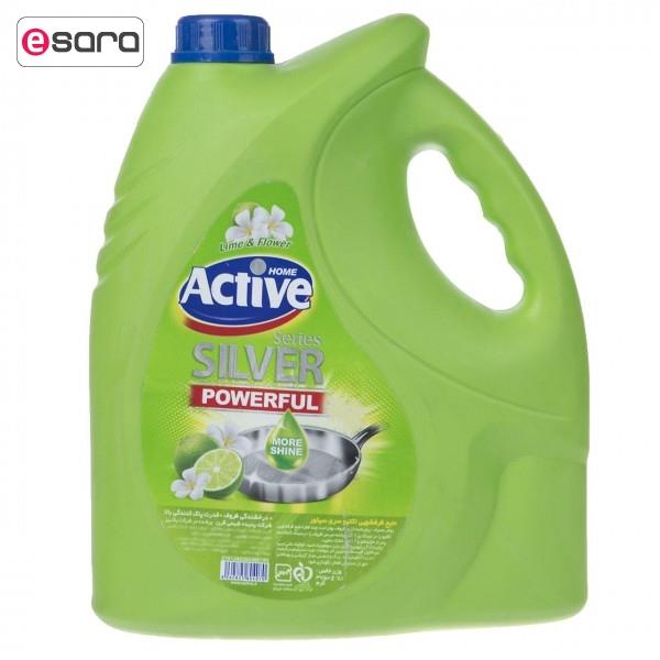 مایع ظرفشویی اکتیو سری سیلور با رایحه لیمو و گل 3750 گرم Active Lime and Flower Dishwashing Liquid 3750g